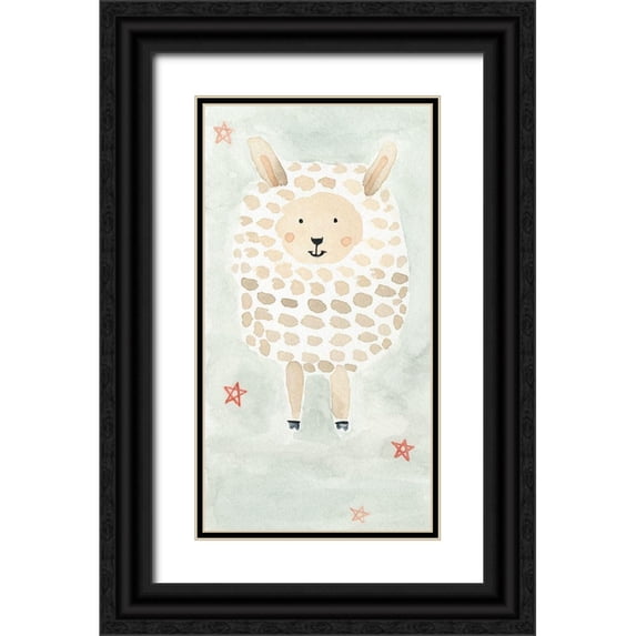 Timbrook, Natalie 9x14 Black Ornate Wood Framed with Double Matting Museum Art Print Titled - Counting Sheep No. 3