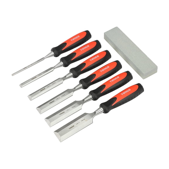 Timco - Bevel Edge Wood Chisel Set (Size 7pcs - 7 Pieces)