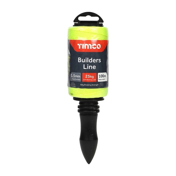 Timco - Builders Line - Yellow - Winder (Size 1.5mm x 100m - 1 Each)