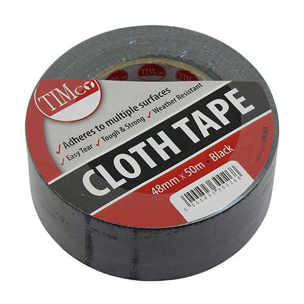 Timco - Cloth Tape - Black (Size 50m x 48mm - 1 Each)