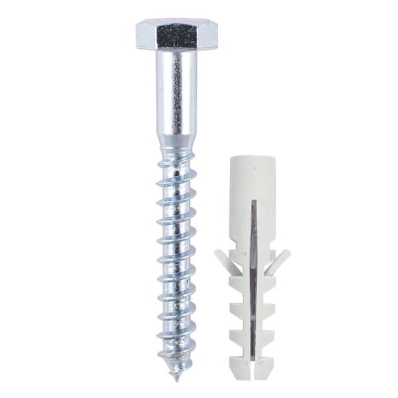 Timco - Coach Screws & Nylon Plugs - Zinc (Size 8.0 x 100 - 12 Pieces)