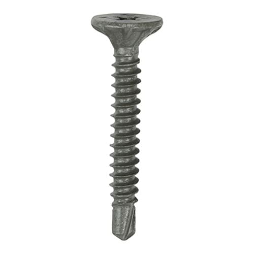Timco - Drywall Construction Timber Stud Cement Board Screws - PH - Countersunk Wafer - Self-Drilling - Exterior - Silver Organic (Size 4.2 x 32 - 200 Pieces)