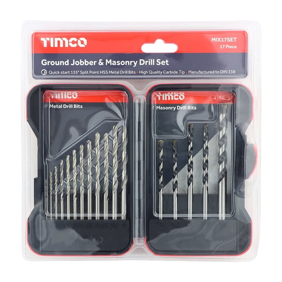 Timco - Ground Jobber & Masonry Drill Set (Size 17pcs - 17 Pieces)