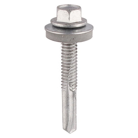 Timco - Metal Construction Heavy Section Screws - Hex - EPDM Washer - Self-Drilling - Exterior - Silver Organic (Size 5.5 x 38 - 100 Pieces)