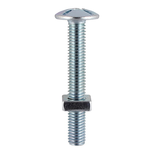 Timco - Roofing Bolts & Square Nuts - Zinc (Size M6 x 25 - 10 Pieces)