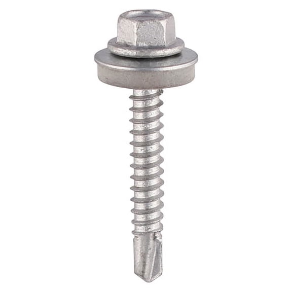 Timco - Self-Drilling Screws - Hex - For Light Section Steel - Exterior - Silver - With EPDM Washer (Size 5.5 x 38 - 110 Pieces)