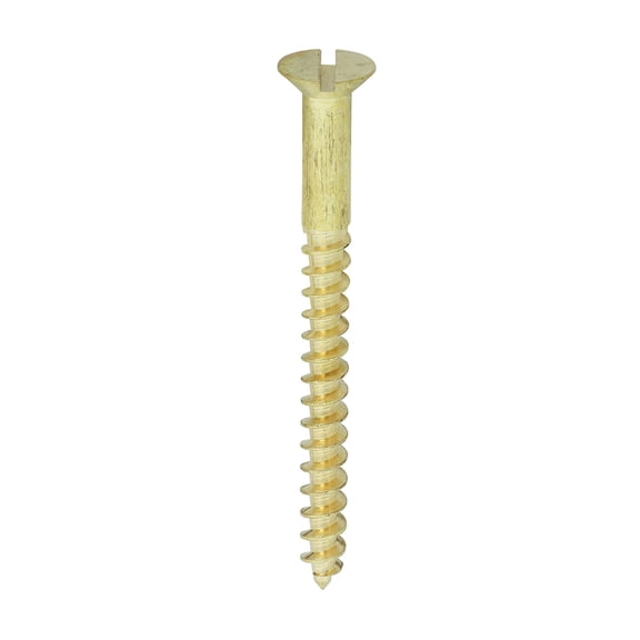 Timco - Solid Brass Timber Screws - SLOT - Countersunk (Size 12 x 2 1/2 - 100 Pieces)