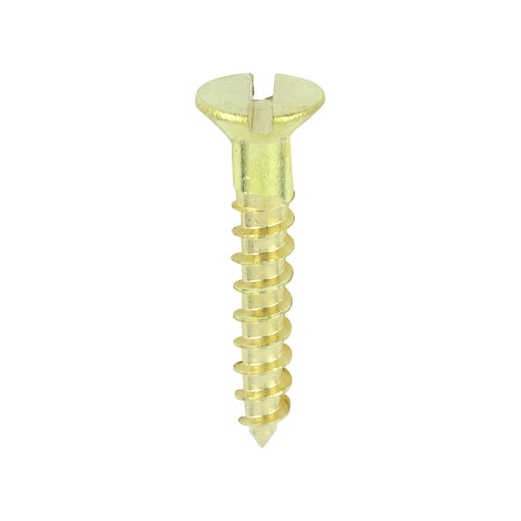 Timco - Solid Brass Timber Screws - SLOT - Countersunk (Size 4 x 5/8 - 200 Pieces)