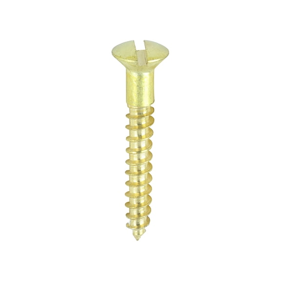 Timco - Solid Brass Timber Screws - SLOT - Raised Countersunk (Size 6 x 1 - 200 Pieces)