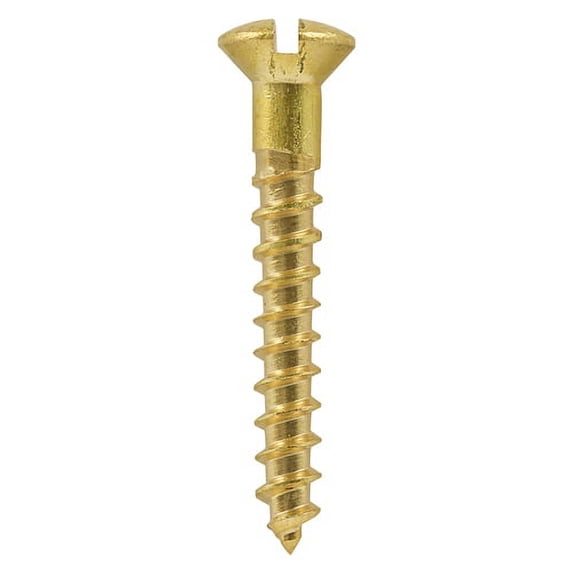 Timco - Solid Brass Timber Screws - SLOT - Raised Countersunk (Size 8 x 2 - 200 Pieces)