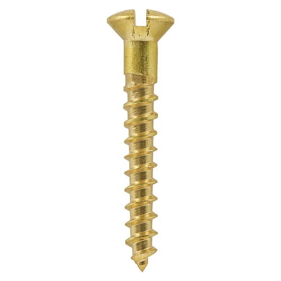 Timco - Solid Brass Timber Screws - SLOT - Raised Countersunk (Size 8 x 2 - 200 Pieces)