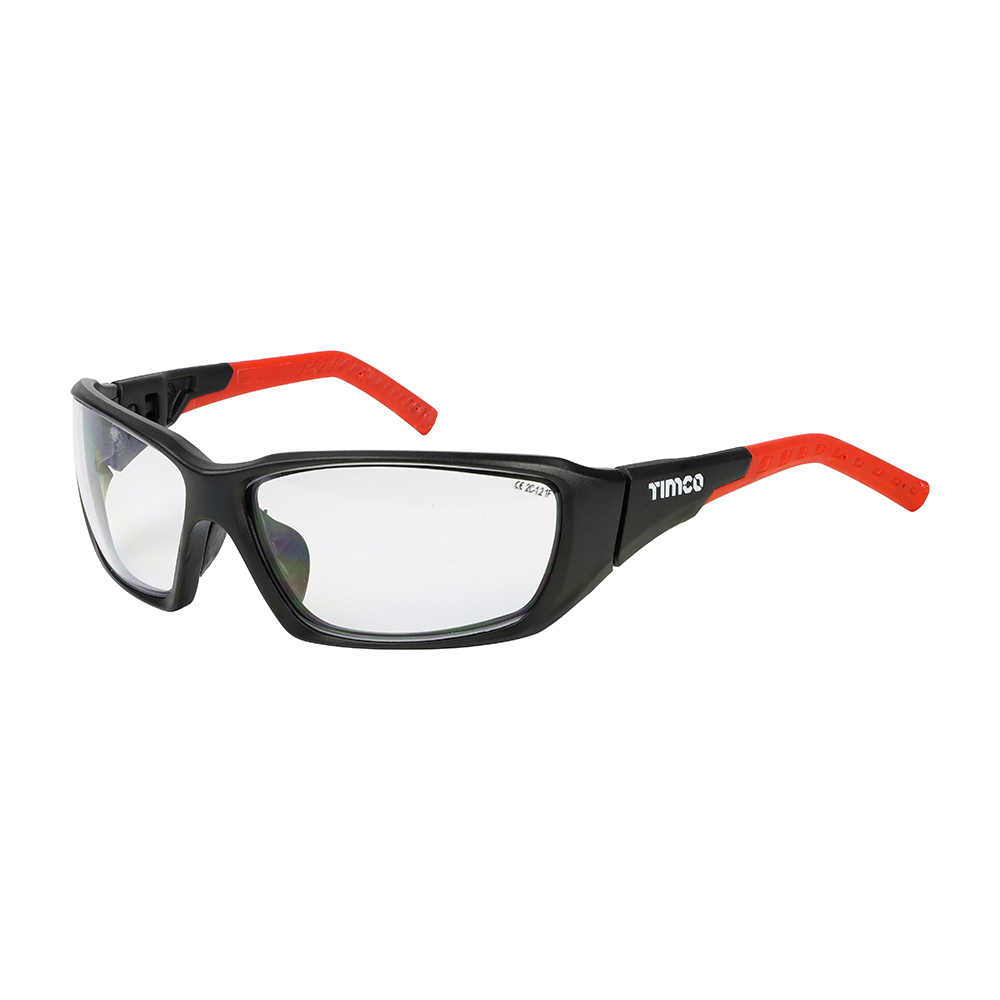 Timco - Sports Style Safety Glasses - With Adjustable Temples - Clear (Size One Size - 1 Each)