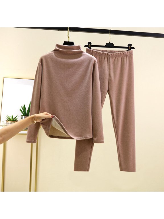 Timdgard Fall Outfits for Women Fall Winter High Neck Long Sleeve Tops Pants Comfy Loungewear 2 Piece Sets