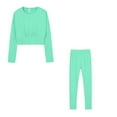 thumbnail image 1 of Timdgard Travel Outfits for Women Cropped Ruched Long Sleeve Tops and Pants Fall Comfy Lounge Sets, 1 of 4