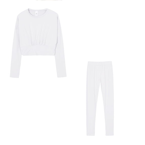 Timdgard Travel Outfits for Women Cropped Ruched Long Sleeve Tops and Pants Fall Comfy Lounge Sets