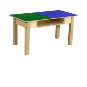 Time-2-Play 30.75"W Birch Plywood Play Table, Blue N Green Lego Compatible Bolcks Activity Table with Shelf for Kids