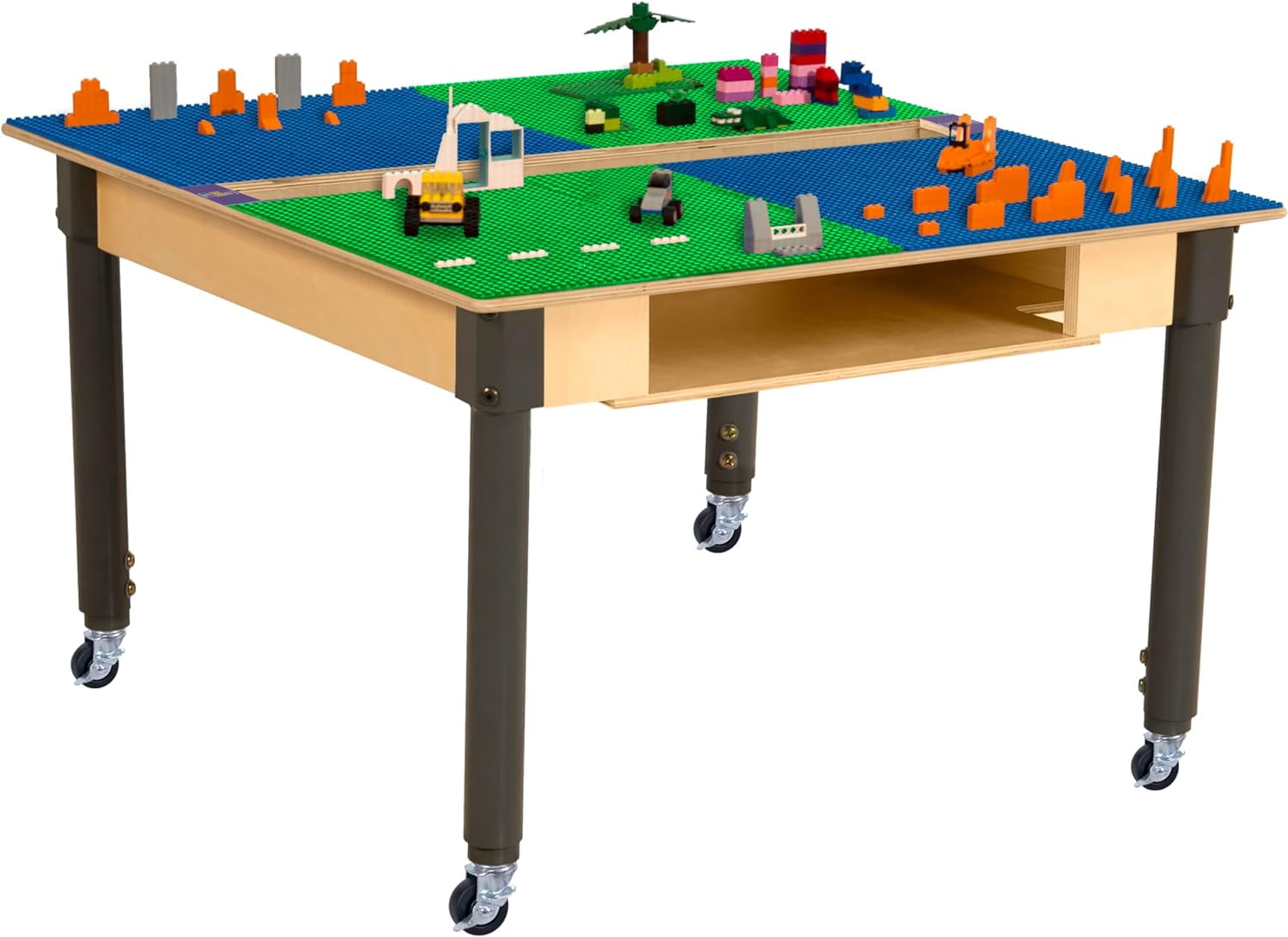 Time2Play 35" Square Birch Plywood Blue & Green Montessori Lego