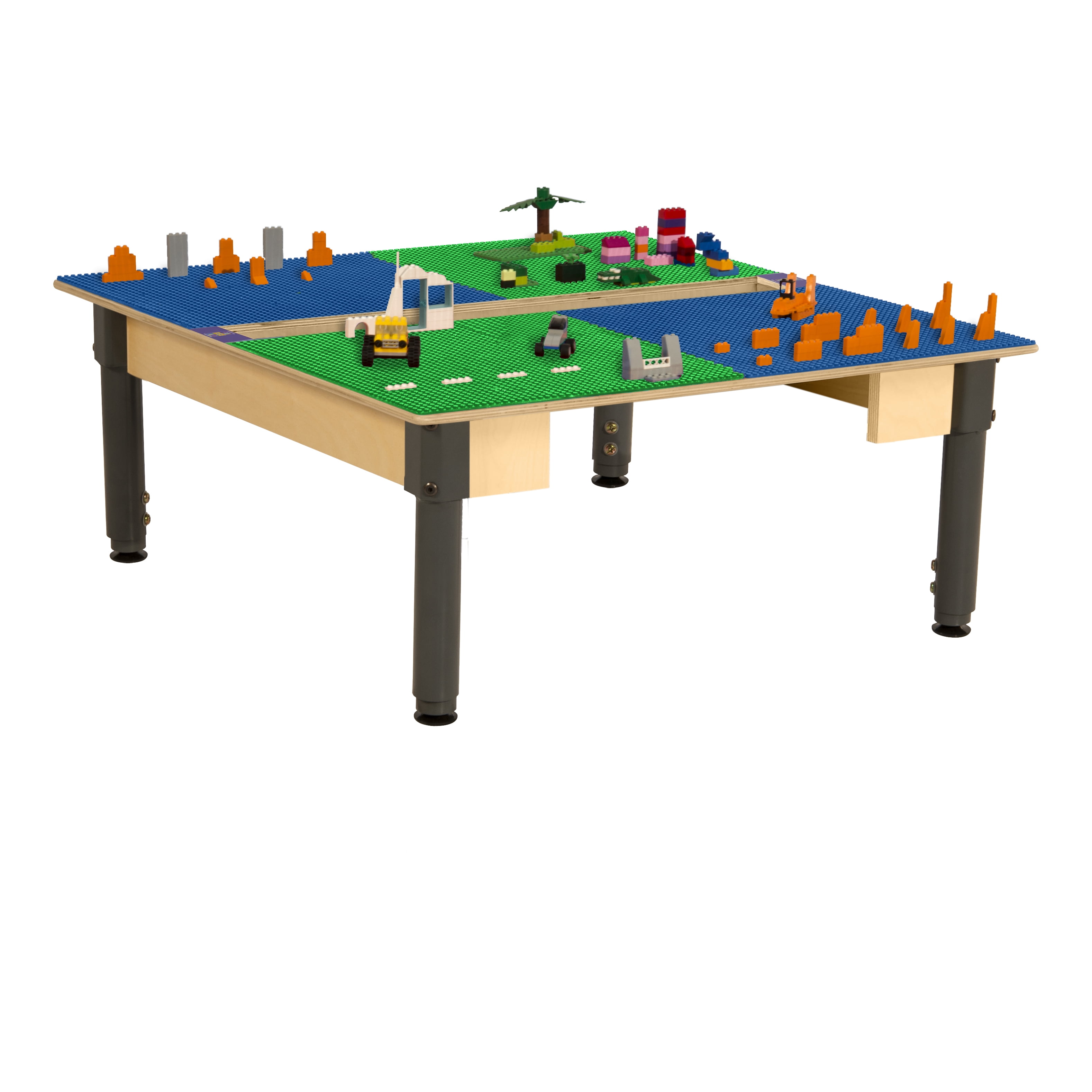 Time-2-Play 2-in-1 Montessori Kids Play Table, 35”W Blue & Green Square ...