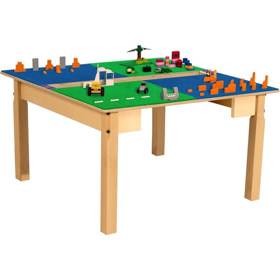 Time-2-Play 35"W Square Montessori Solid Wood Activity Table For Learning in Classroom 18" Legs