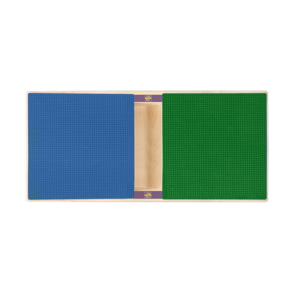 Time-2-Play 35"W X 15.5"D Blue N Green Rectangular Plywood Lego Compatible Table and Trough