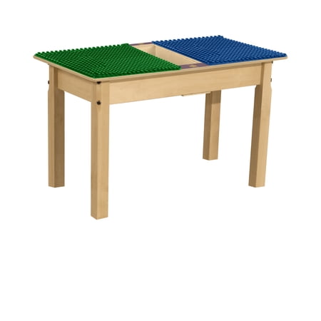 Time-2-Play Blue N Green Duplo Compatible Play Table Kids W Trough Activity Desk Playroom