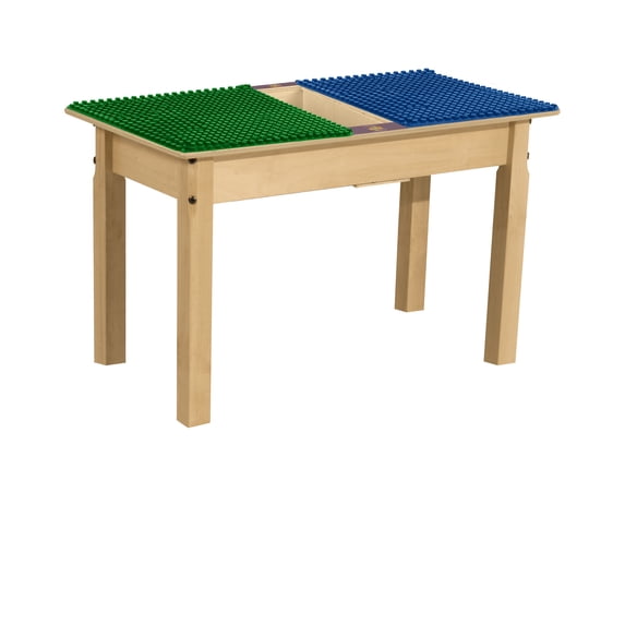 Time-2-Play Blue N Green Duplo Compatible Play Table Kids W Trough Activity Desk Playroom