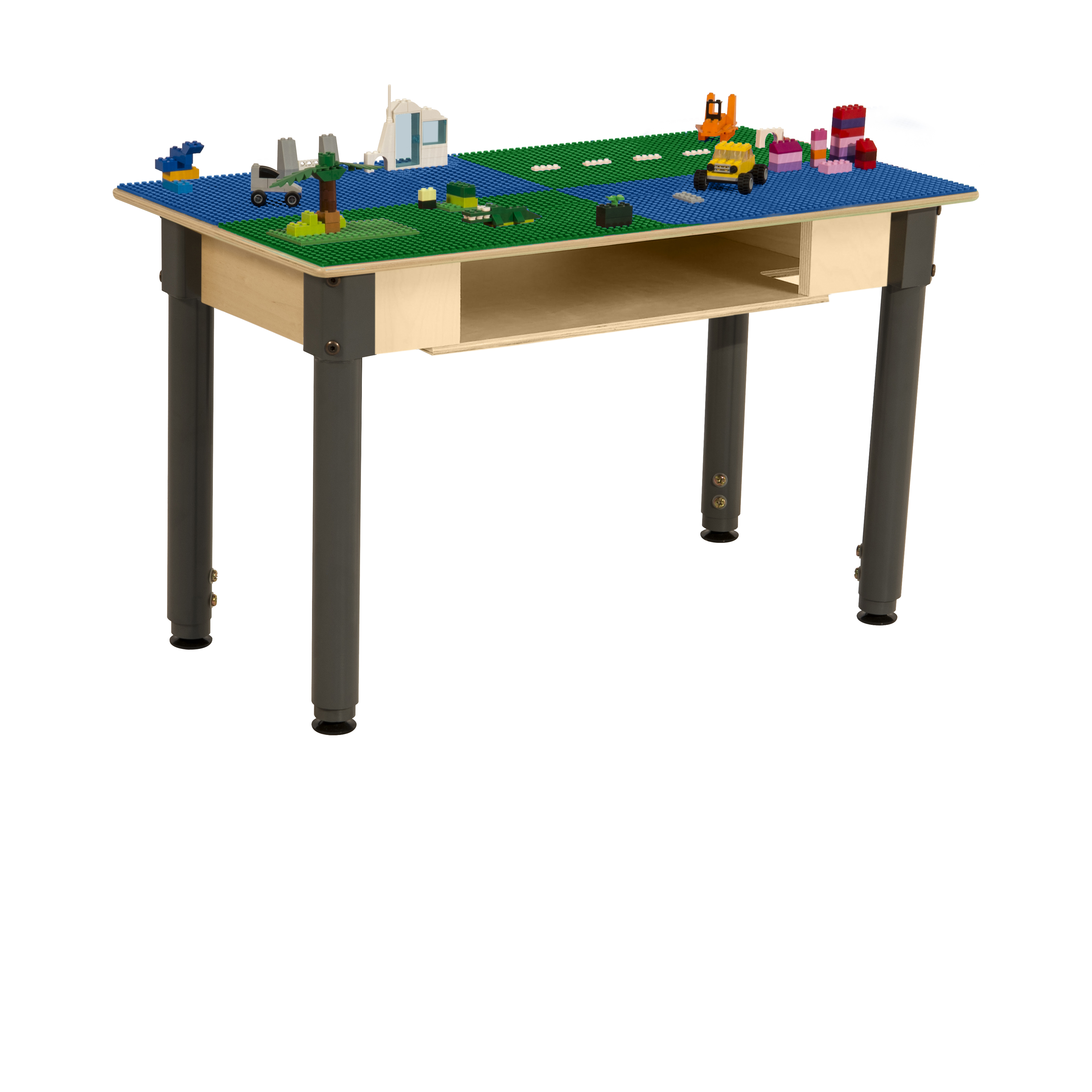 Time2Play Kids Birch Plywood Rectangular Lego Compatible Play Table, 30.75"x 15.5" with 18”29