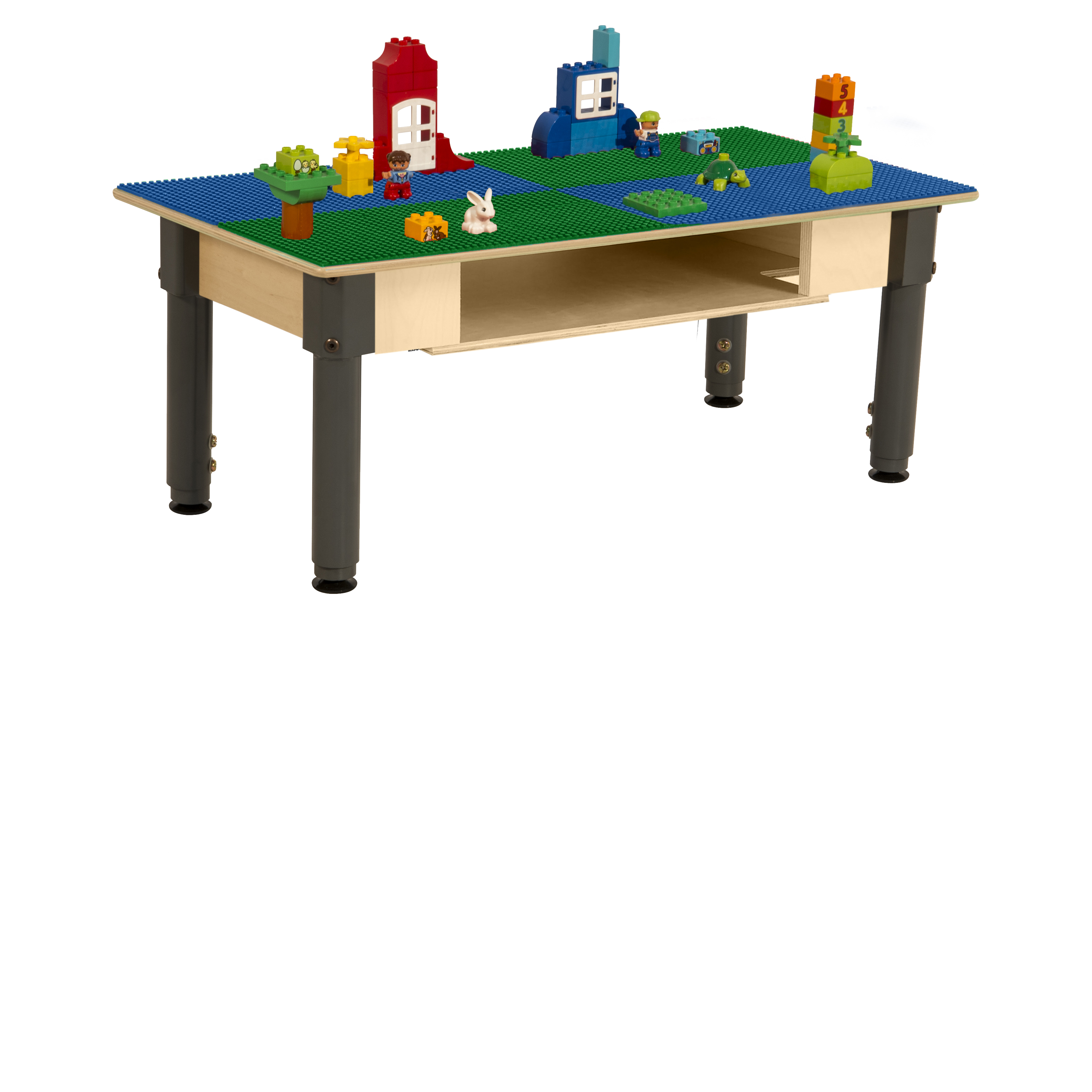 Time2Play Montessori Kids Play Table, Blue & Green Reactangular