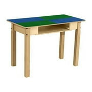 Time-2-Play Rectangle Play Table with Shelf & 22 in. Legs & Duplo Compatible Grid, Blue & Green