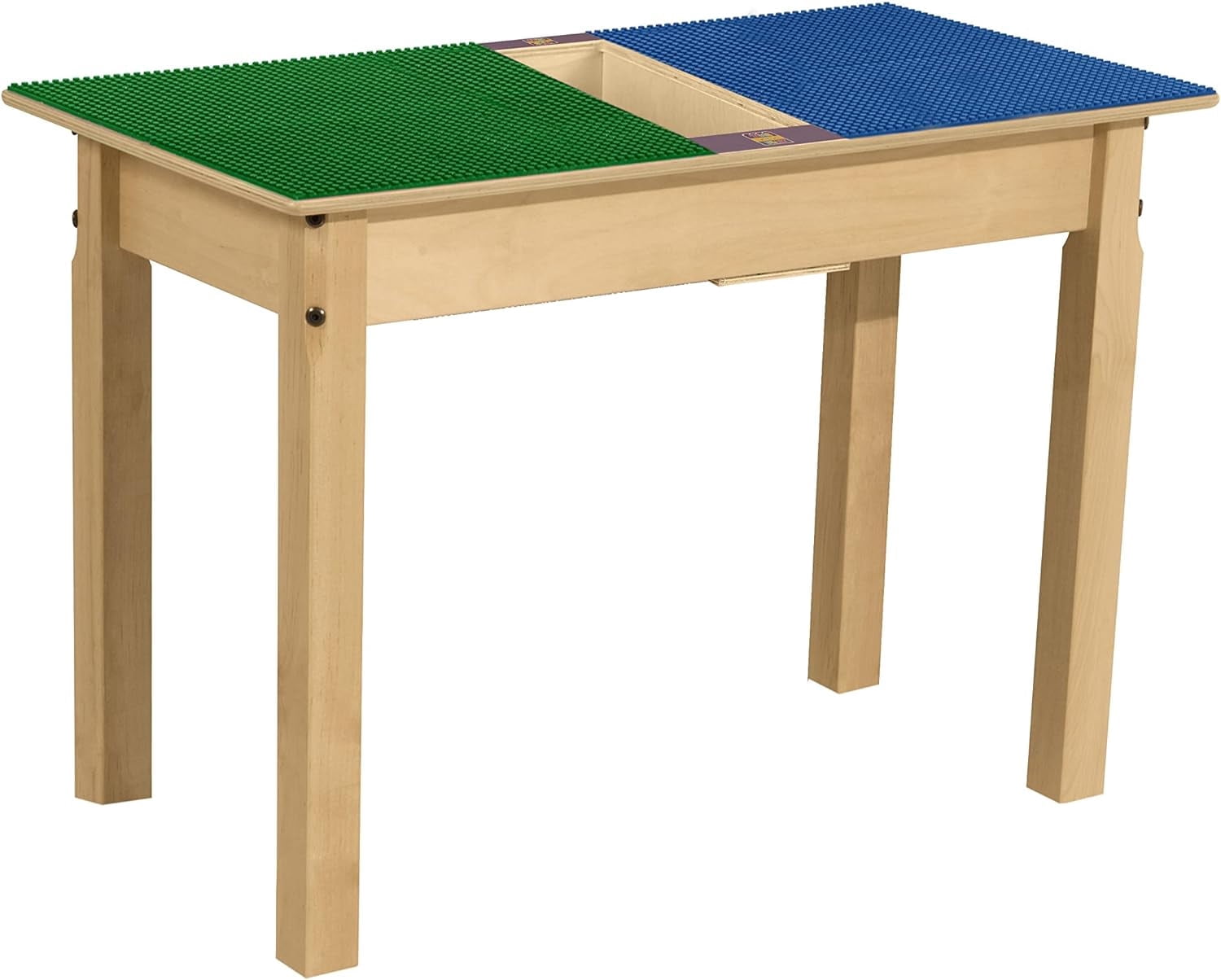 Time-2-Play Solid Wood Play Table, Rectangular Children's Table With 22" Legs Lego Compatible Blocks With Trough