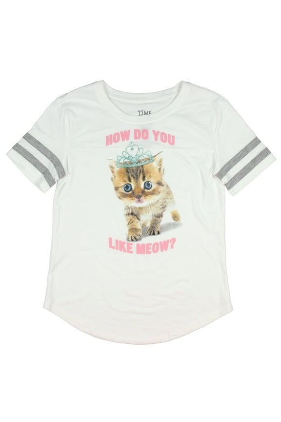 Time 2 Shine Girls' How Do You Like Meow? Graphic T-Shirt (Small, 6/6x)