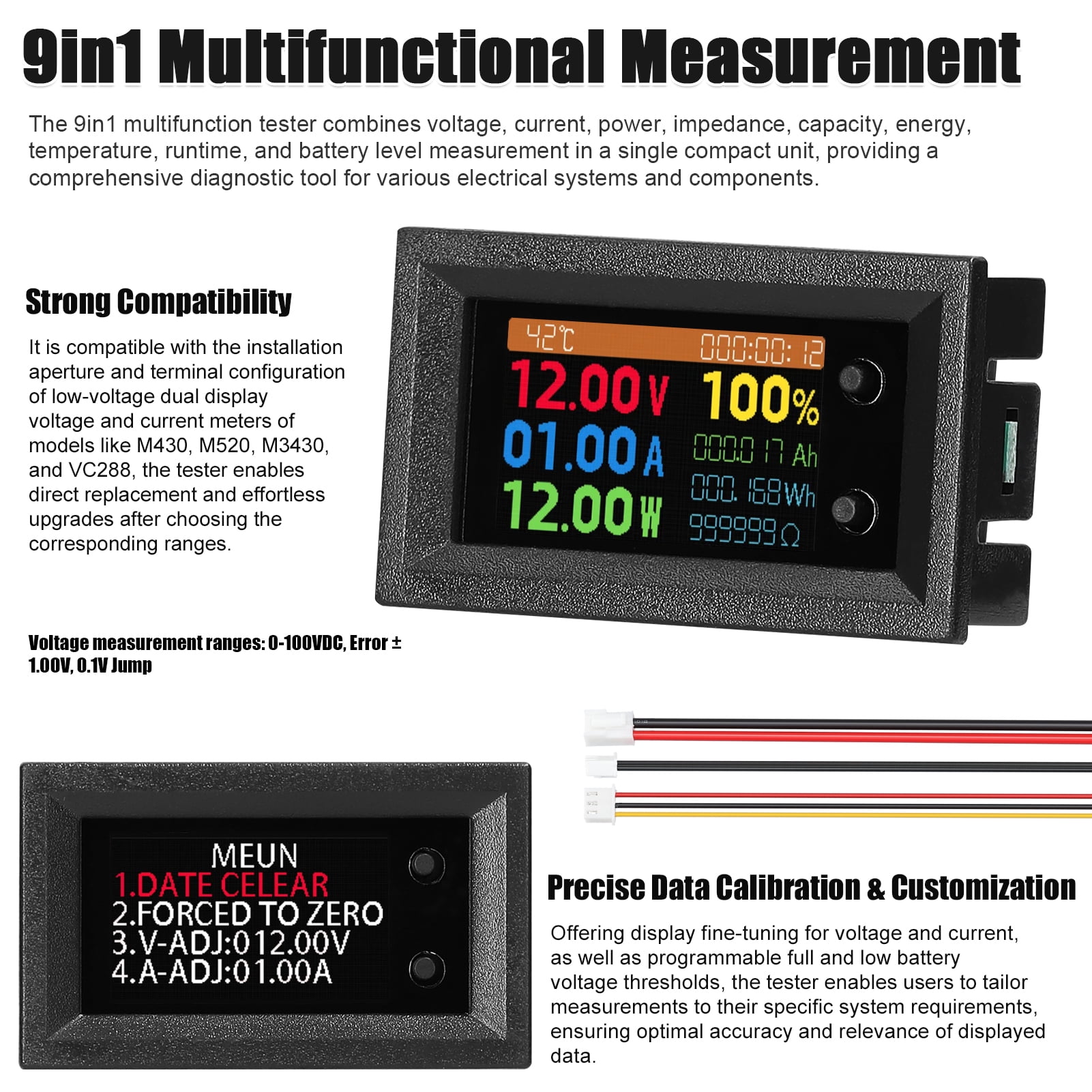Tester Display Unit Time 9in1 Multifunction Tester 1.14-inch IPS Color Display Measuring ...