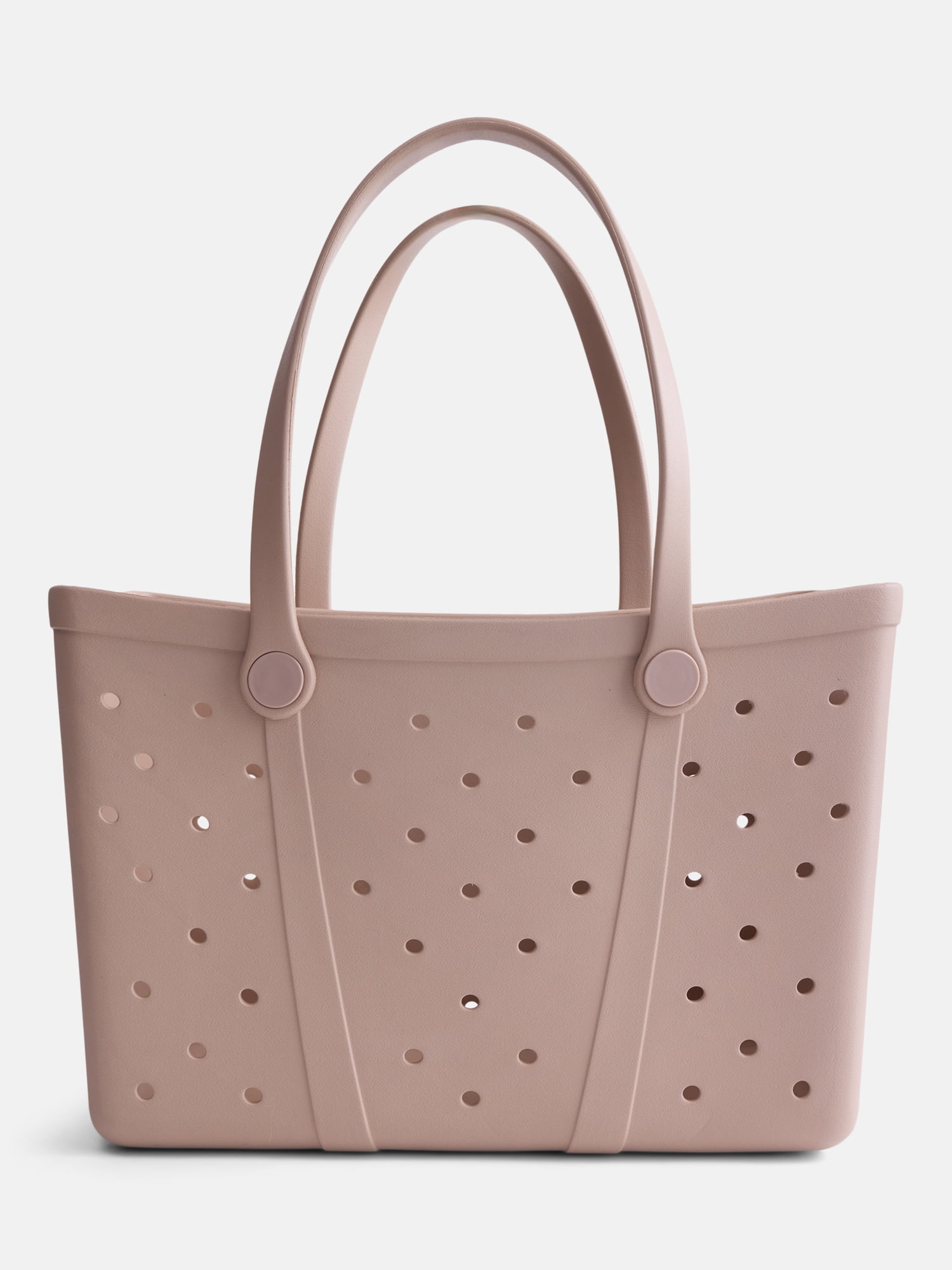 Time and Tru Women's Waterproof EVA Beach Tote Bag, Almond