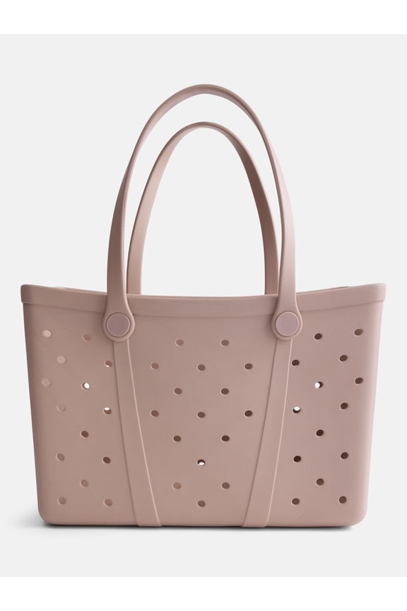Women's Waterproof EVA Beach Tote Bag, Almond