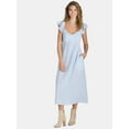thumbnail image 1 of Time And Tru Women's and Women's Plus Midi Dress with Flutter Sleeves, Sizes XS-4X, 1 of 4