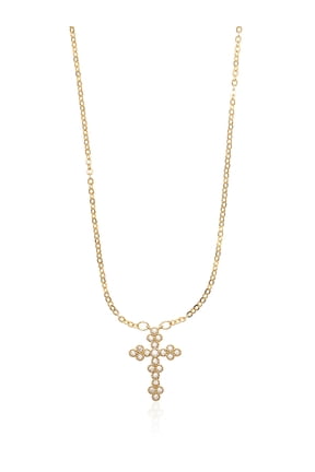 Gold Tone Cross Necklace