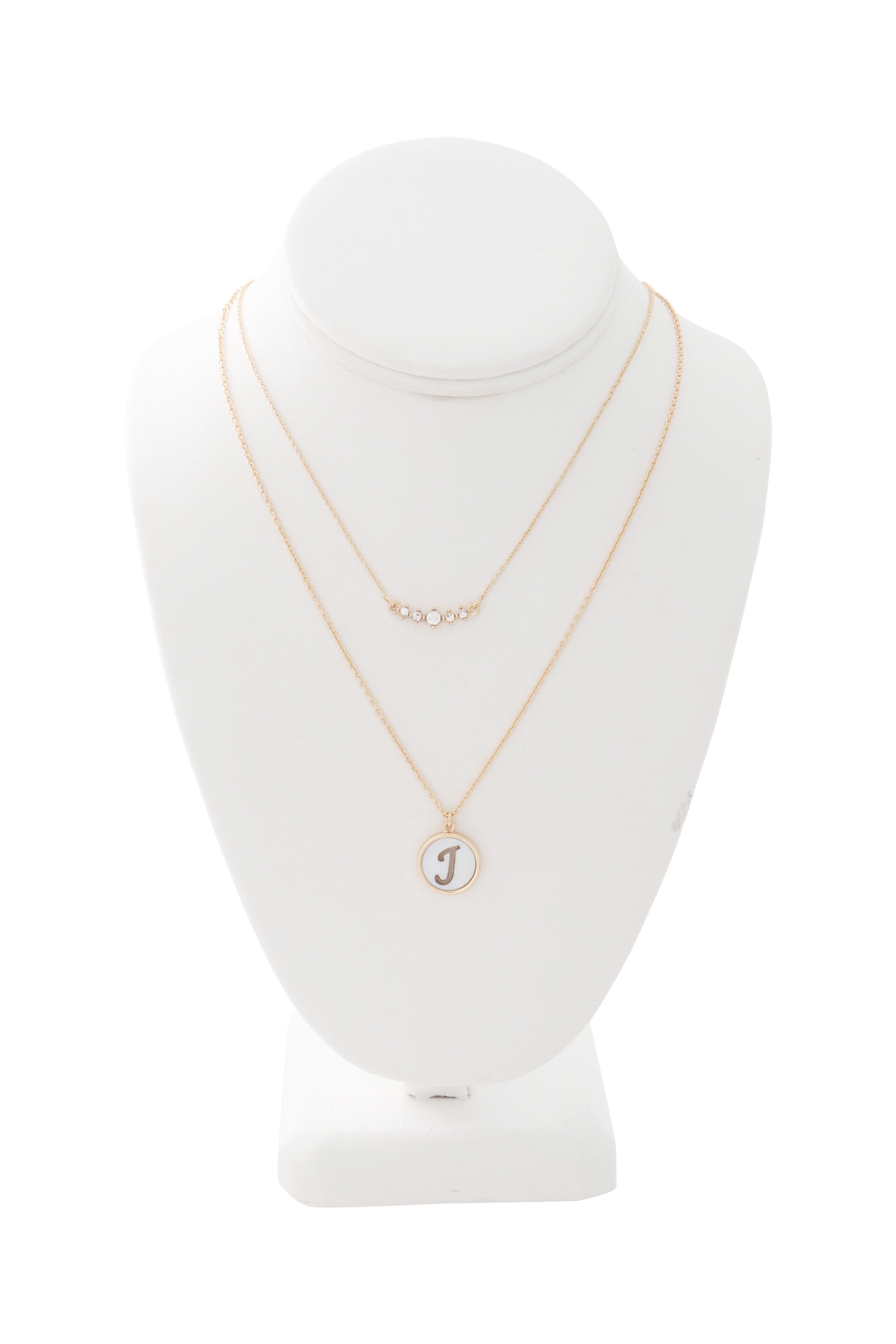 Time And Tru Mother of Pearl Gold Tone Initial J Necklace
