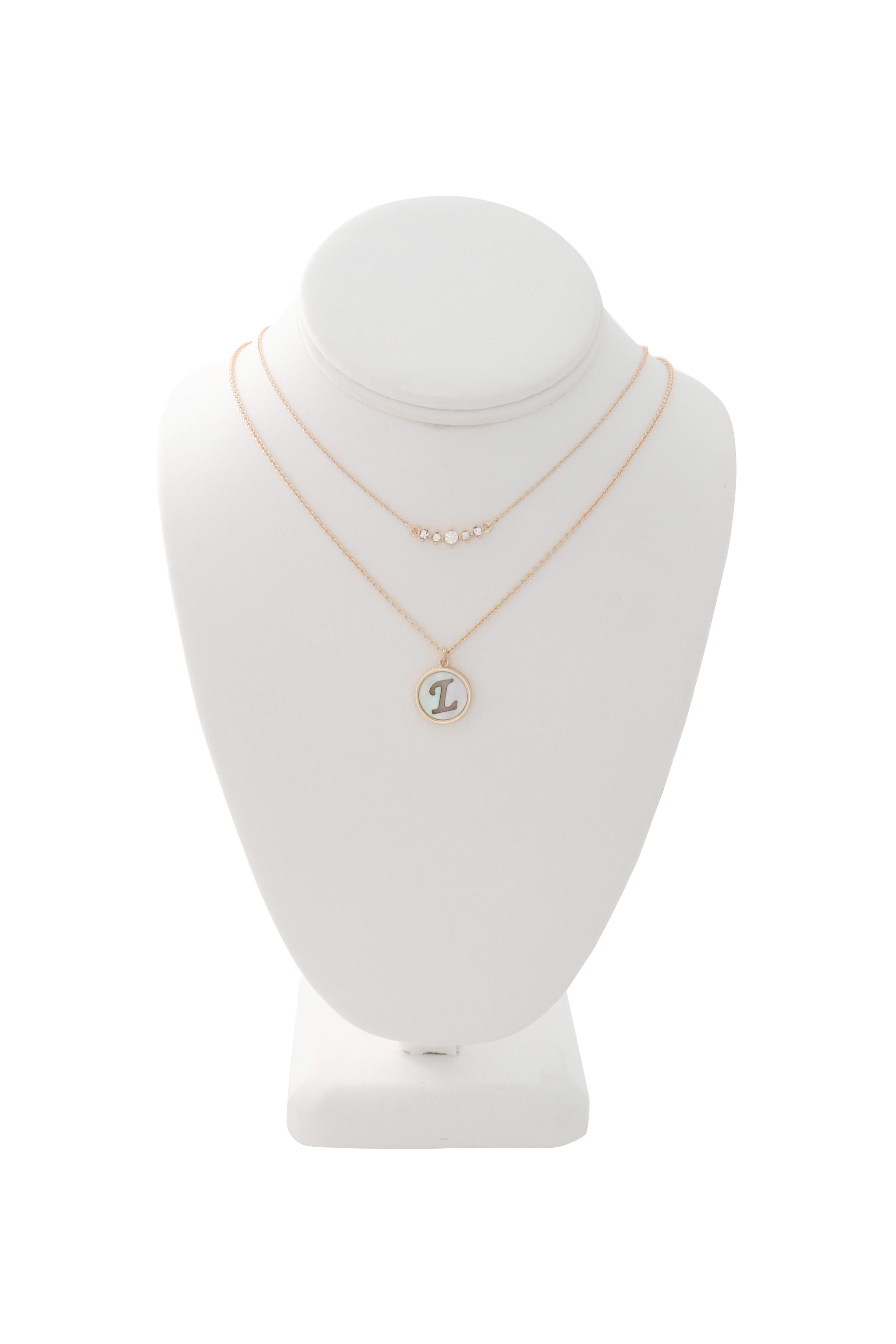 Time And Tru Mother of Pearl Gold Tone Initial L Necklace