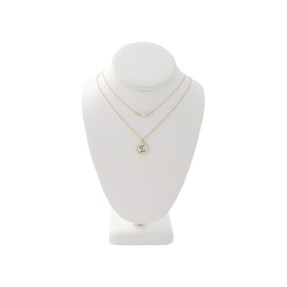 Time And Tru Mother of Pearl Gold Tone Initial L Necklace