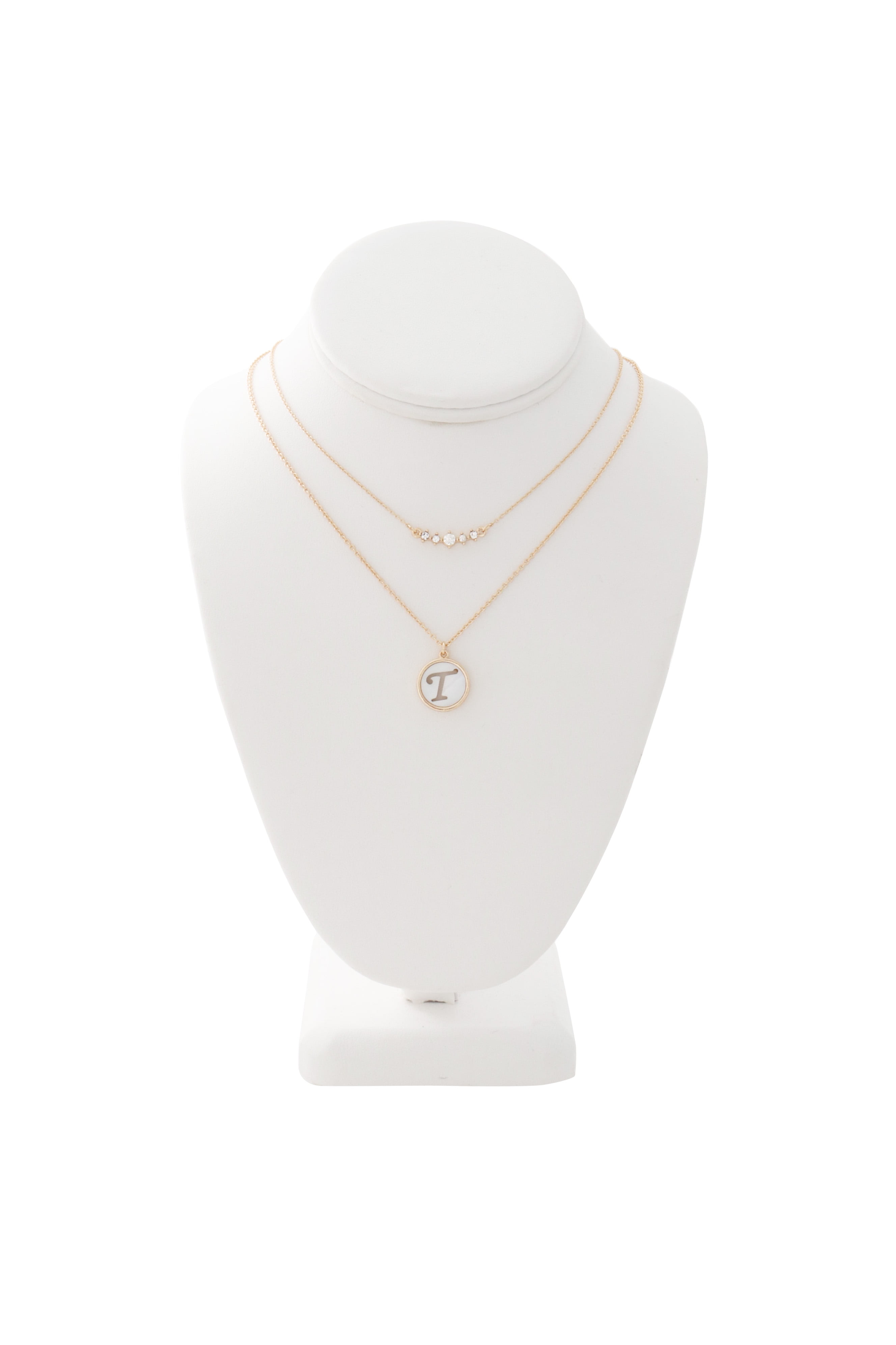 Time And Tru Mother of Pearl Gold Tone Initial T Necklace