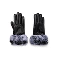 thumbnail image 1 of Time and Tru Women's Faux Fur Cuff Winter Glove, L/XL, Black Grey, 1 of 3