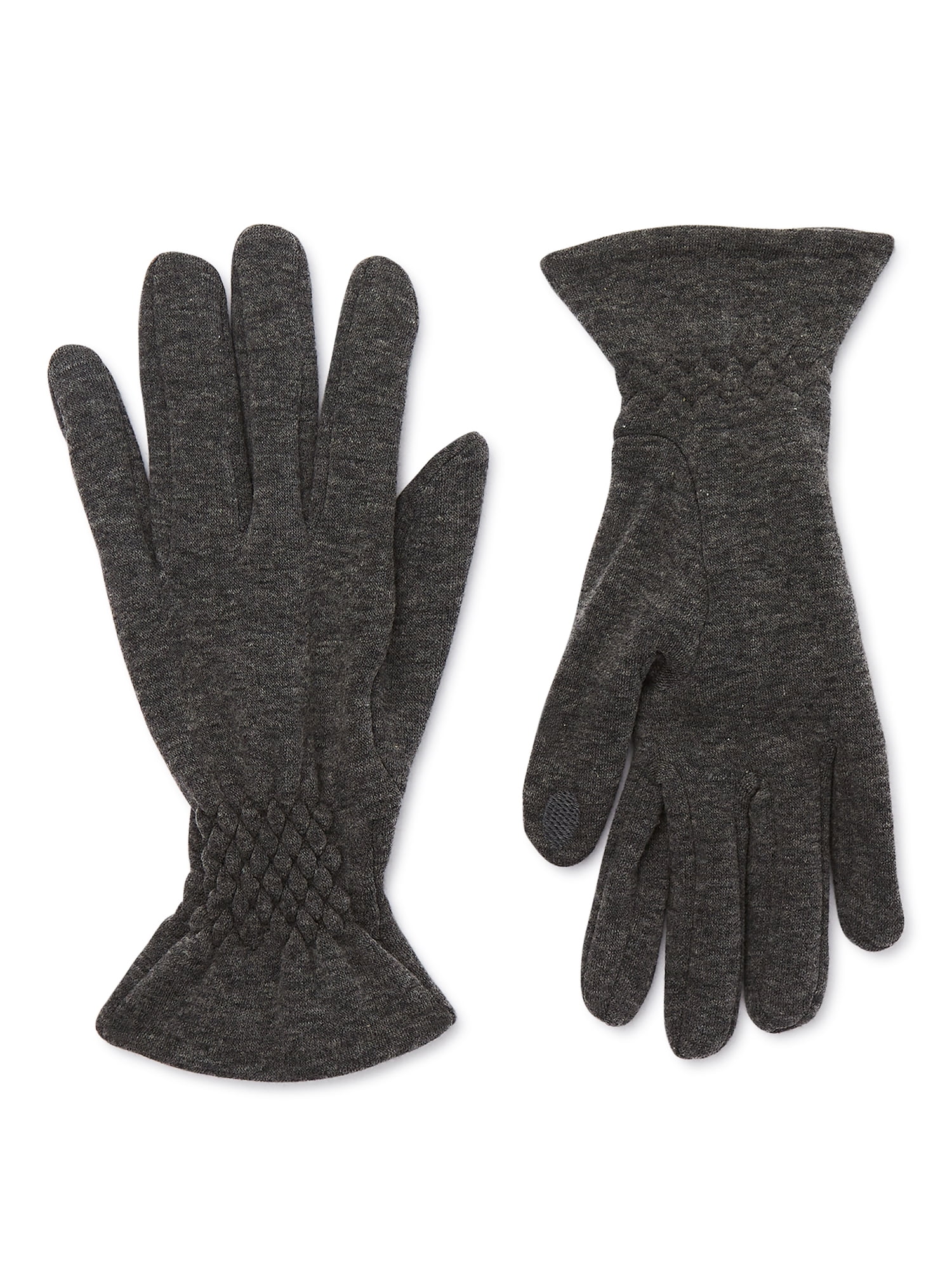 Time and Tru Women's Quilted Winter Glove, OSFM, Medium Heather Grey