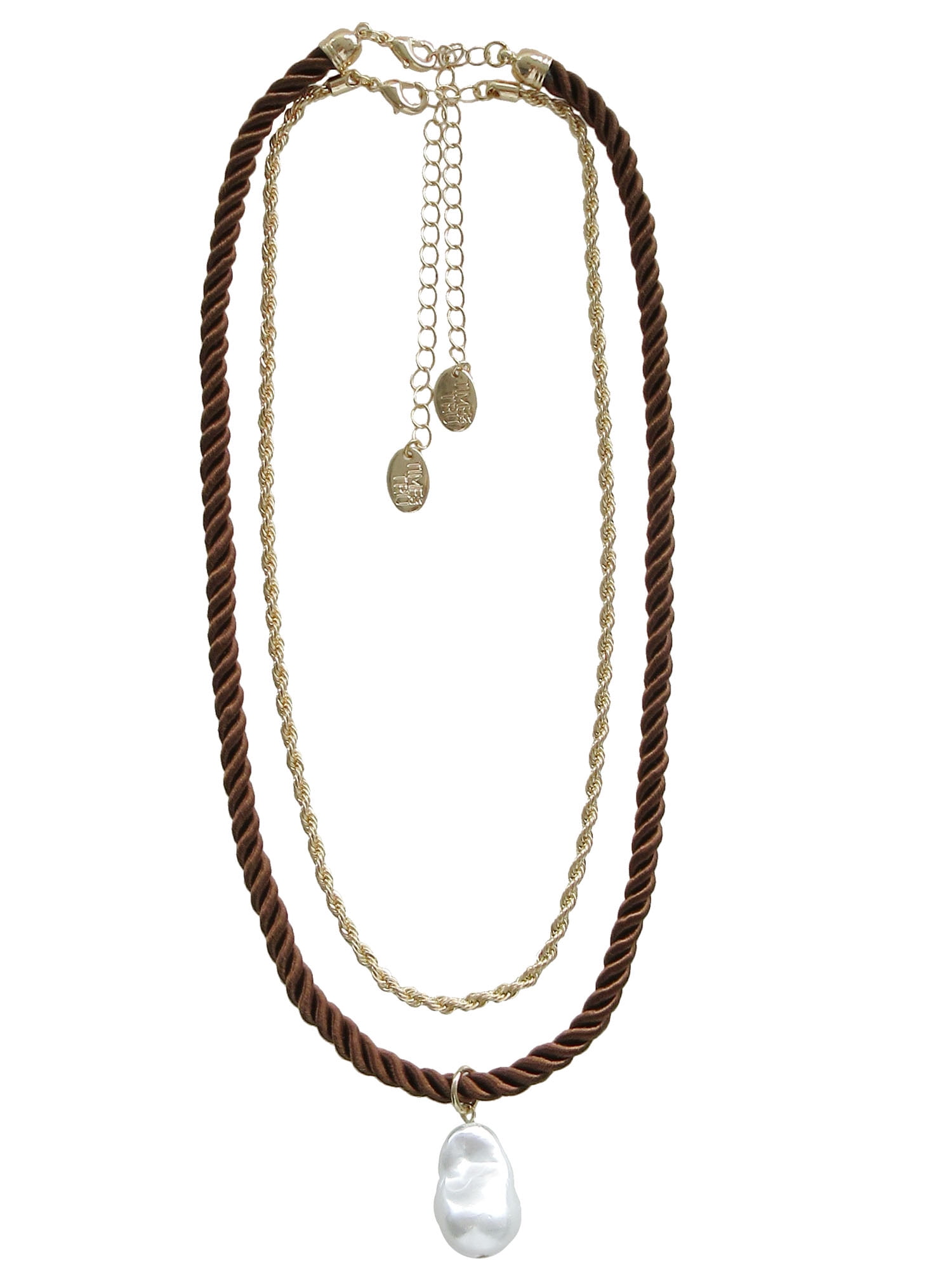 Time And Tru Women's Baroque Pearl Pandent 2 Piece Necklace Set