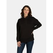 Time and Tru Women's Mock Neck Sweatshirt with Button Placket, Sizes XS-XXXL