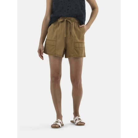 Time And Tru Women's Chambray Cargo Shorts, 3" Inseam, Sizes XS-XXXL