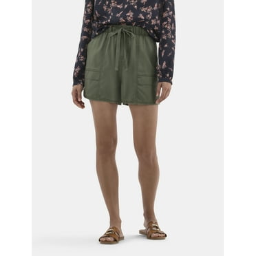 Time And Tru Women's Chambray Cargo Shorts, 3" Inseam, Sizes XS-XXXL