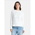 thumbnail image 1 of Time and Tru Women's Chenille Cable Knit Crewneck Sweater, Midweight, Sizes XS-XXXL, 1 of 5
