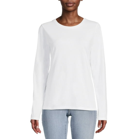 Time And Tru Women's Crewneck Tee with Long Sleeves
