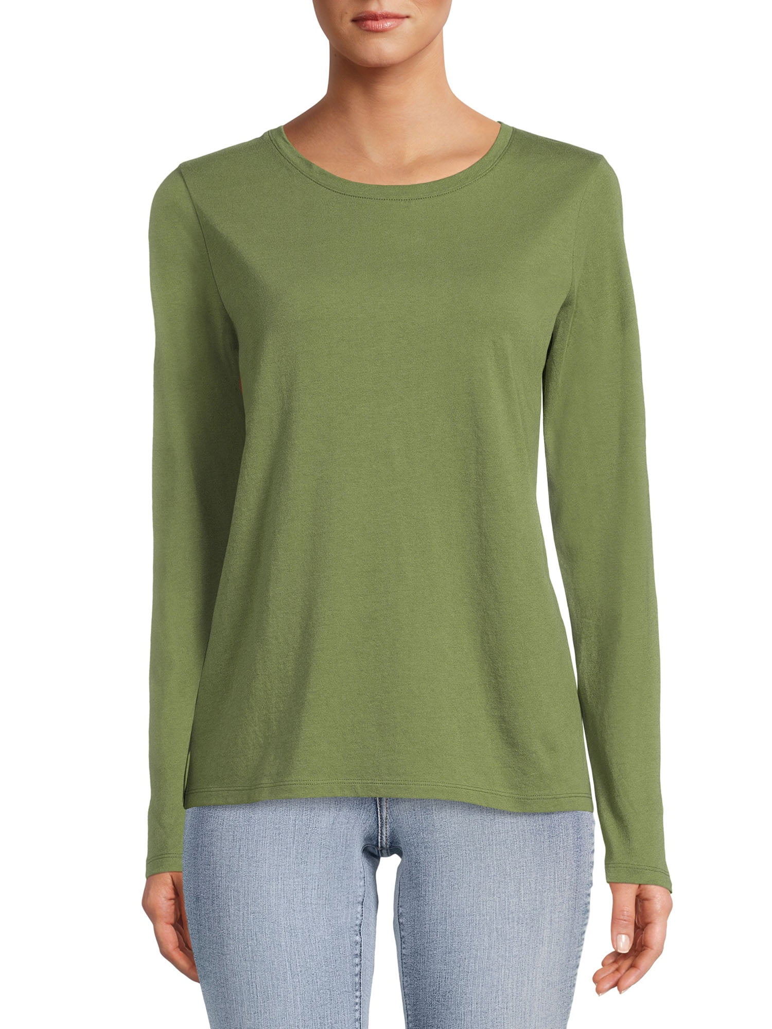 Time And Tru Women's Crewneck Tee with Long Sleeves