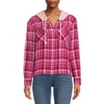 thumbnail image 1 of Time And Tru Women's Crop Hooded Flannel, 1 of 5
